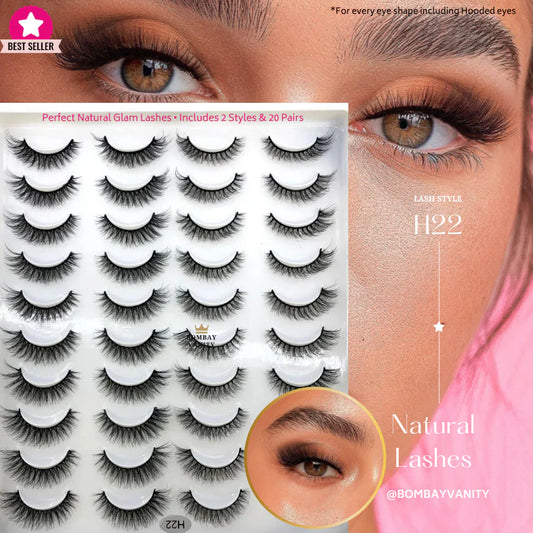 20 Pairs Natural and Wispy False Eyelashes Set